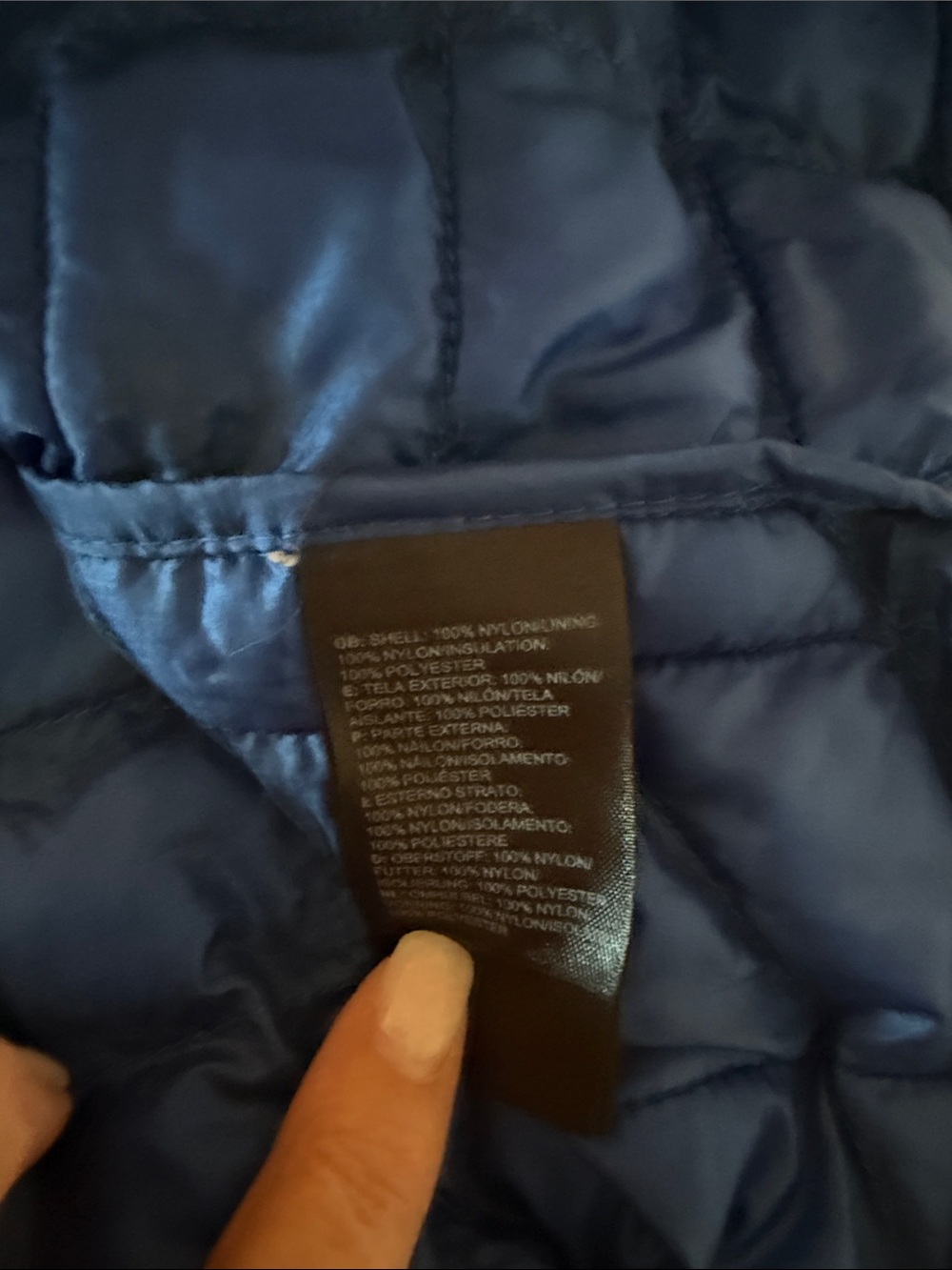 The North Face Black Quilted Vest Thermoball with Blue Accents - Picture 8 of 9